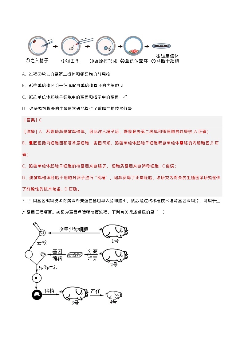 2.3.2《胚胎工程技术及其应用》分层练习（原卷+解析卷）02