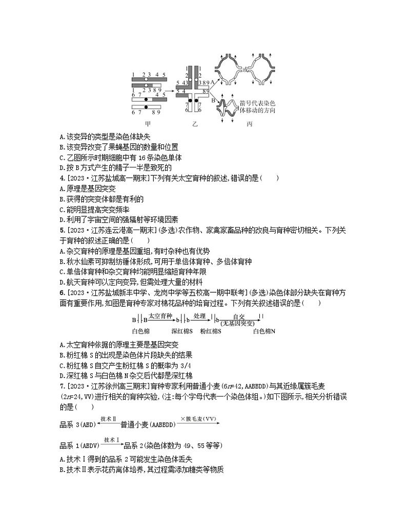 江苏专版2023_2024学年新教材高中生物第三章生物的变异微专题六遗传变异相关的解题方法分层作业苏教版必修2第2页