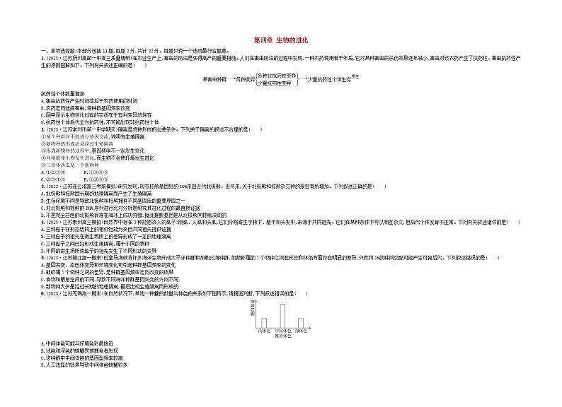 江苏专版2023_2024学年新教材高中生物第四章生物的进化测评卷苏教版必修2第1页