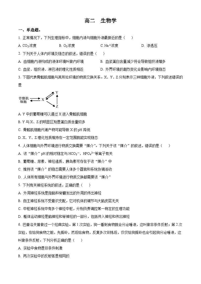 2024成都成华区某校高二上学期12月月考试题生物含解析第1页