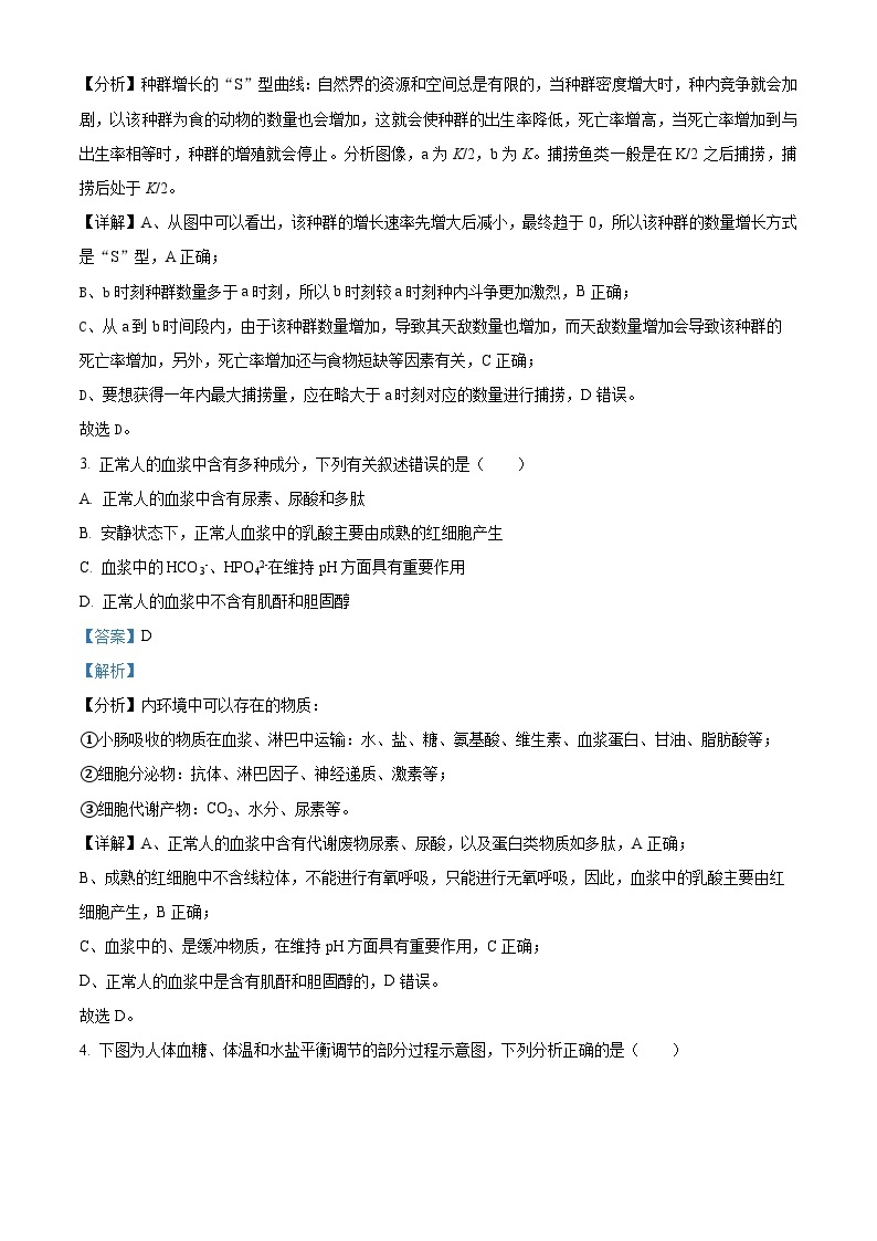 四川省广安市华蓥中学2023-2024学年高二上学期1月月考生物试题（Word版附解析）02