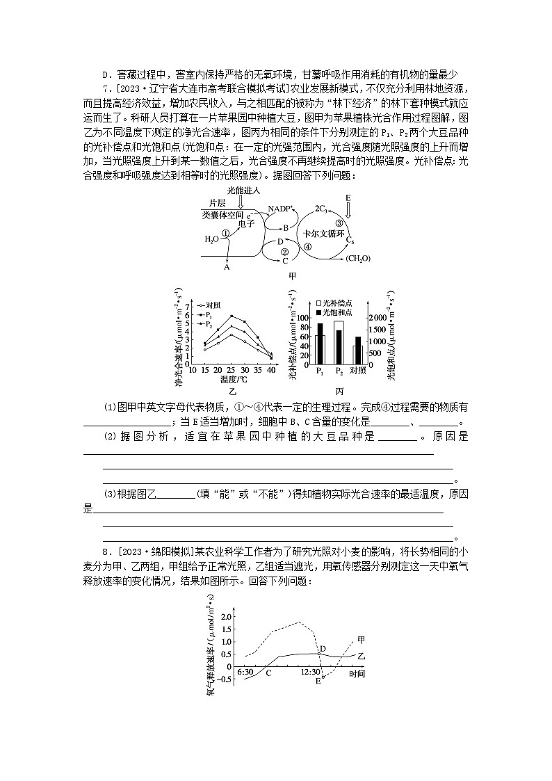 统考版2024高考生物二轮专题复习整合训练4细胞呼吸和光合作用02