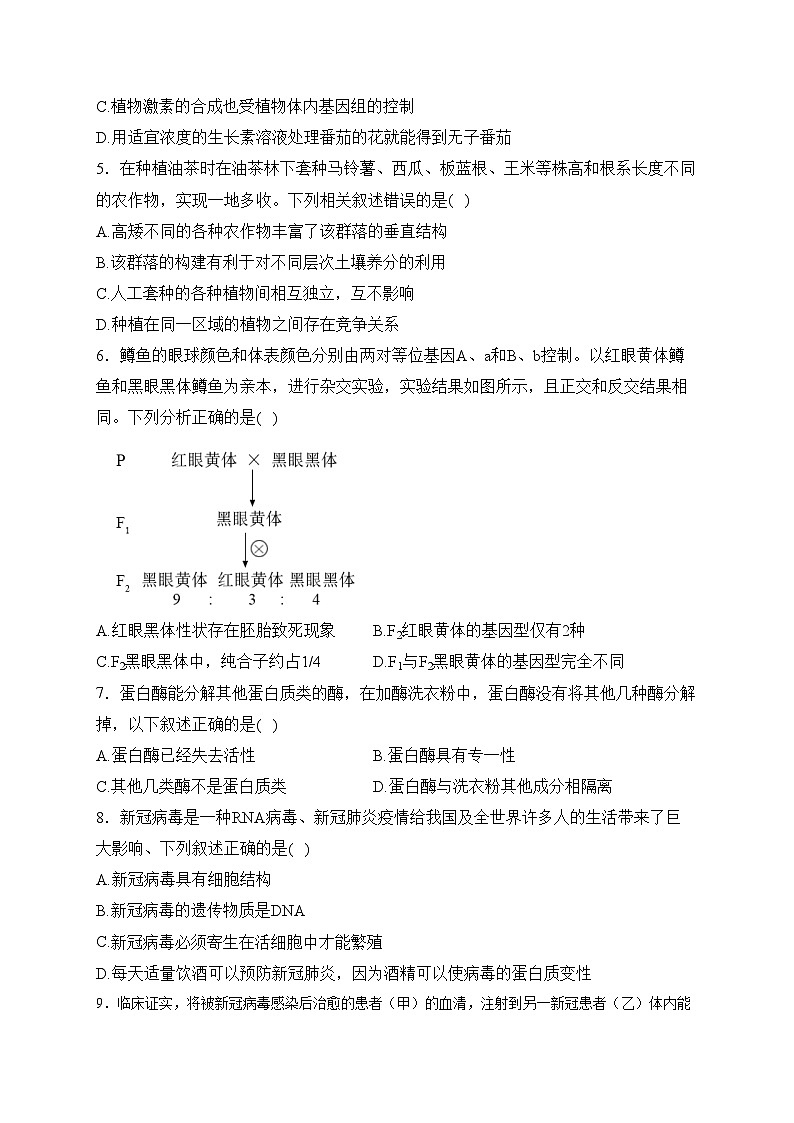 新疆喀什二中2021-2022学年高三下学期(开学)学情调研考试生物试卷(含答案)第2页