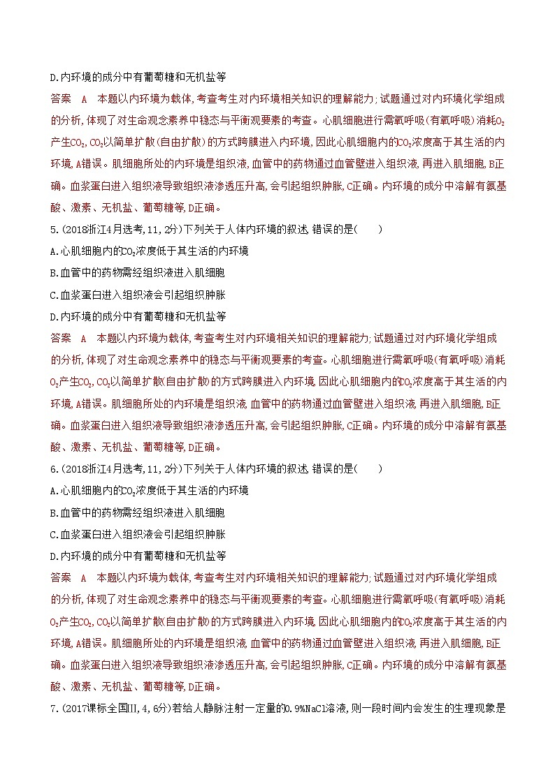 【寒假作業(yè)】高中生物 高二寒假鞏固提升訓(xùn)練 作業(yè)01 內(nèi)環(huán)境與穩(wěn)態(tài)(解析版)第2頁(yè)