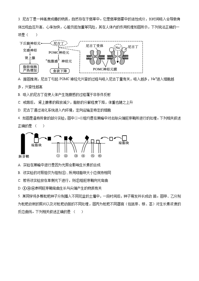 江苏省扬州中学2023-2024学年高二上学期12月月考试题 生物02