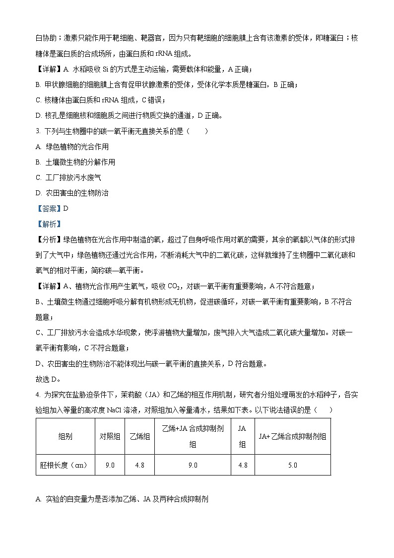 04,江苏省宿迁市青华中学2023-2024学年高三上学期第一次月考生物试题第2页
