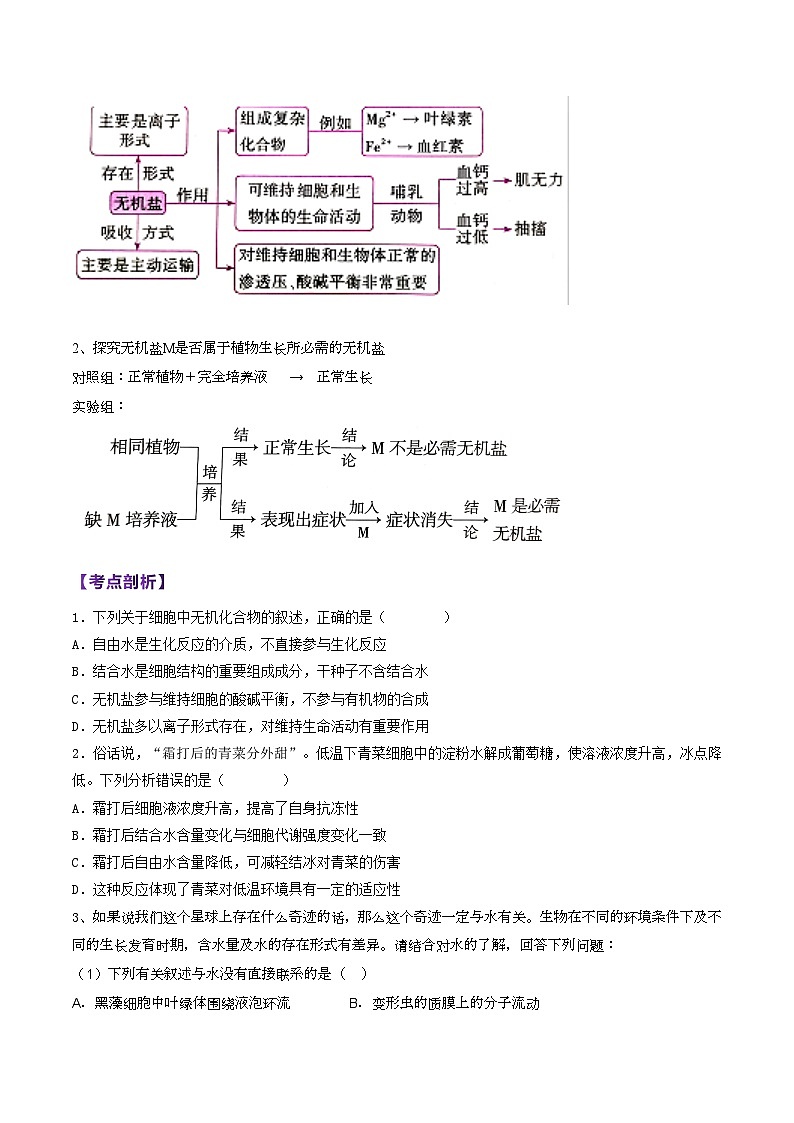 第01講 組成細(xì)胞的分子(學(xué)生卷)-【寒假銜接講義】高一生物寒假講義練習(xí)第3頁(yè)