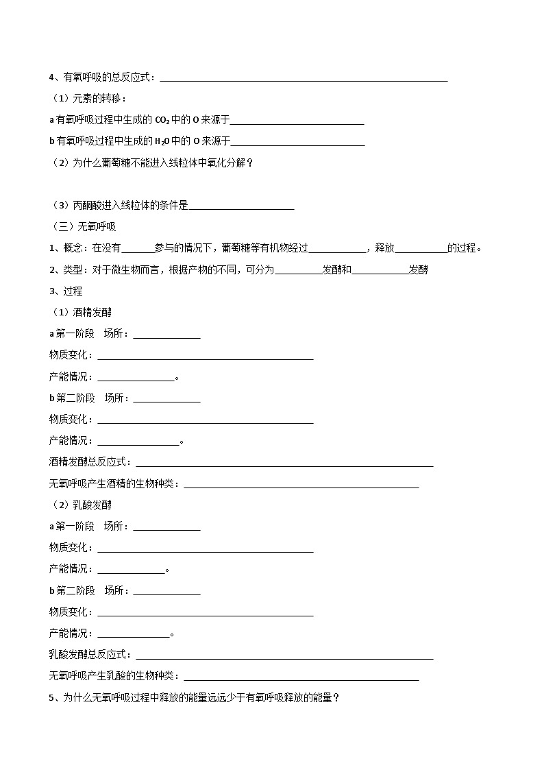 第04講 細(xì)胞呼吸的原理和應(yīng)用(學(xué)生卷)-【寒假銜接講義】高一生物寒假講義練習(xí)第3頁