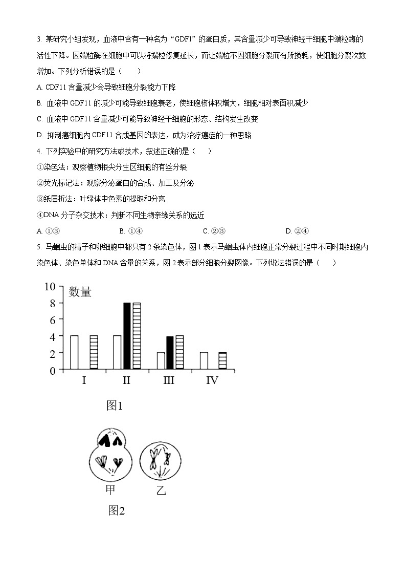 河北省保定市部分高中2023-2024学年高三上学期1月期末考试 生物 Word版含解析02