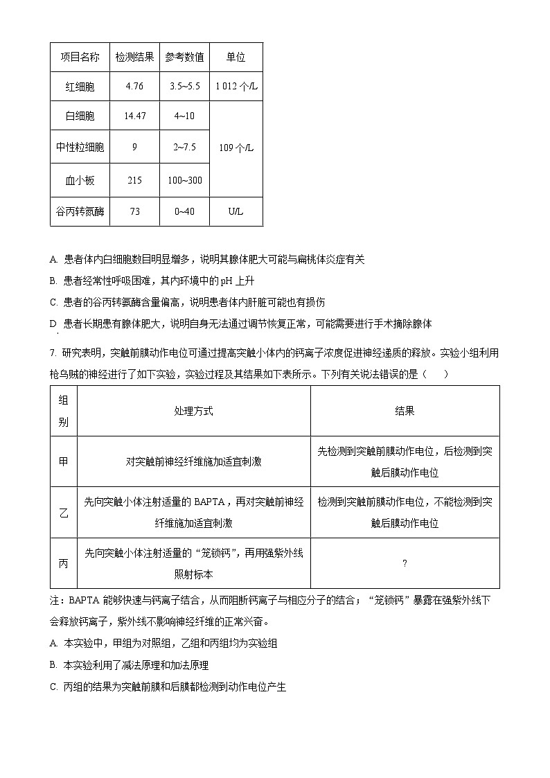 湖南省长沙市雅礼中学2023-2024学年高三上学期月考试卷(四)生物试题(原卷版)03
