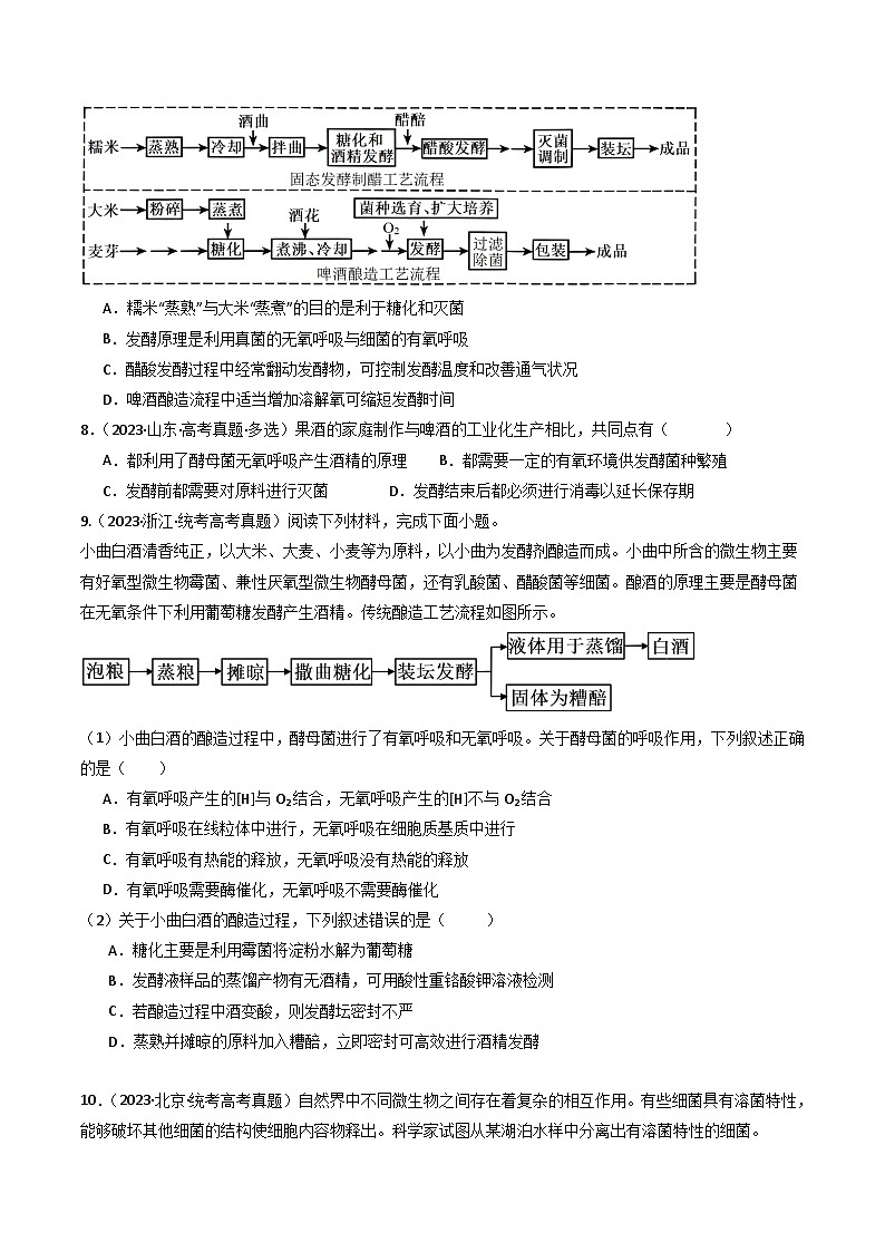 专题23 发酵工程-十年(2014-2023)高考生物真题分项汇编(全国通用)03