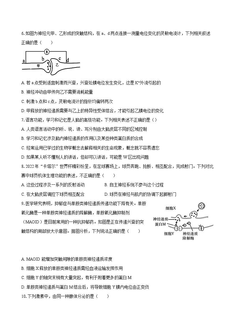 2023-2024学年安徽省合肥市普通高中联盟高二(上)期末生物试卷(含解析)02