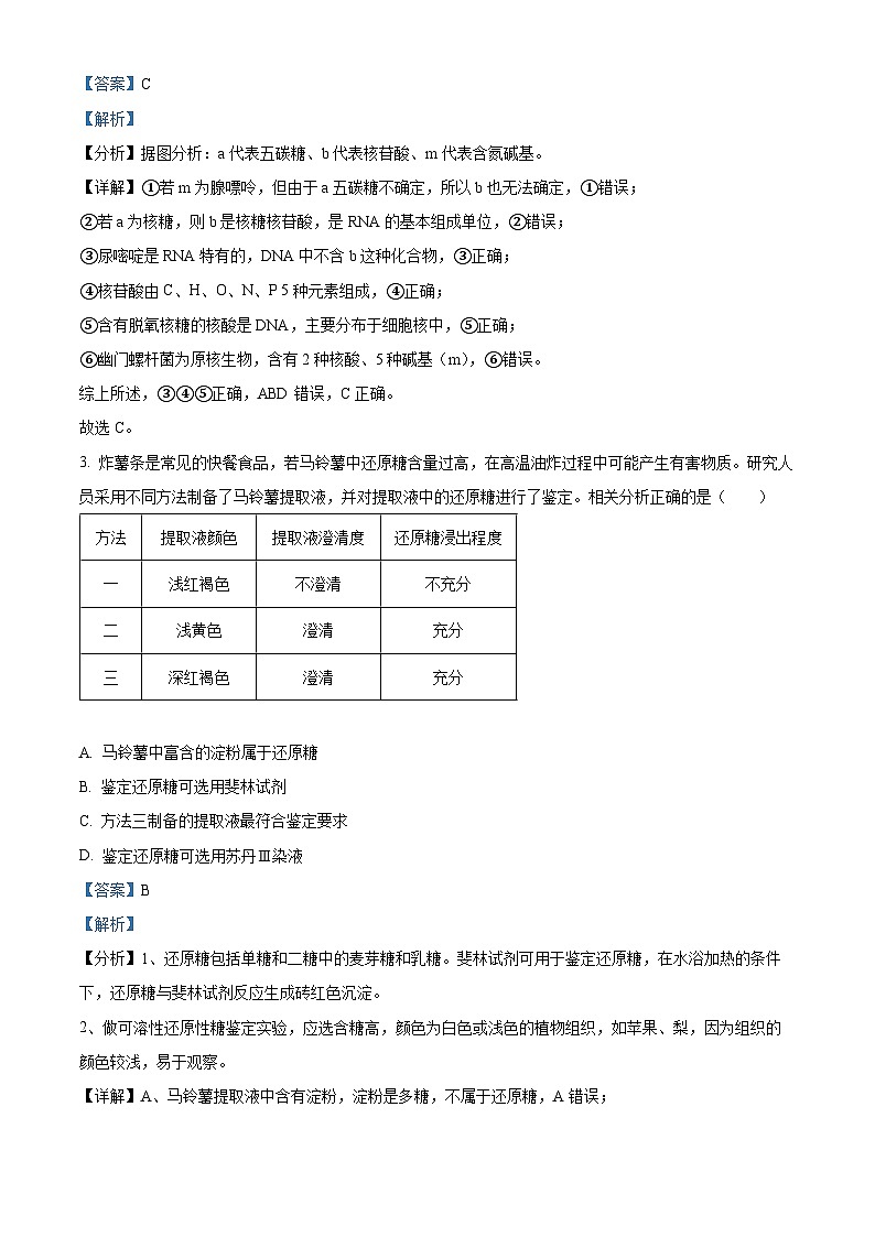 江西省宜春市上高中学2023-2024学年高一上学期期末生物试题(解析版)第2页