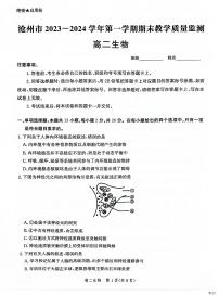 河北省沧州市2023-2024学年高二上学期期末教学质量监测生物试卷(PDF版附解析)
