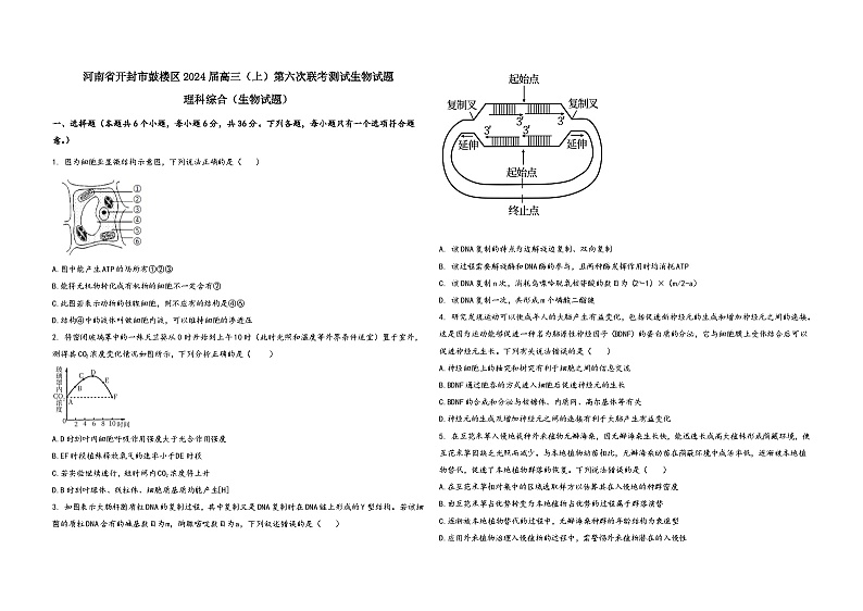 2024届河南省开封市鼓楼区高三上学期第六次联考测试生物试题第1页