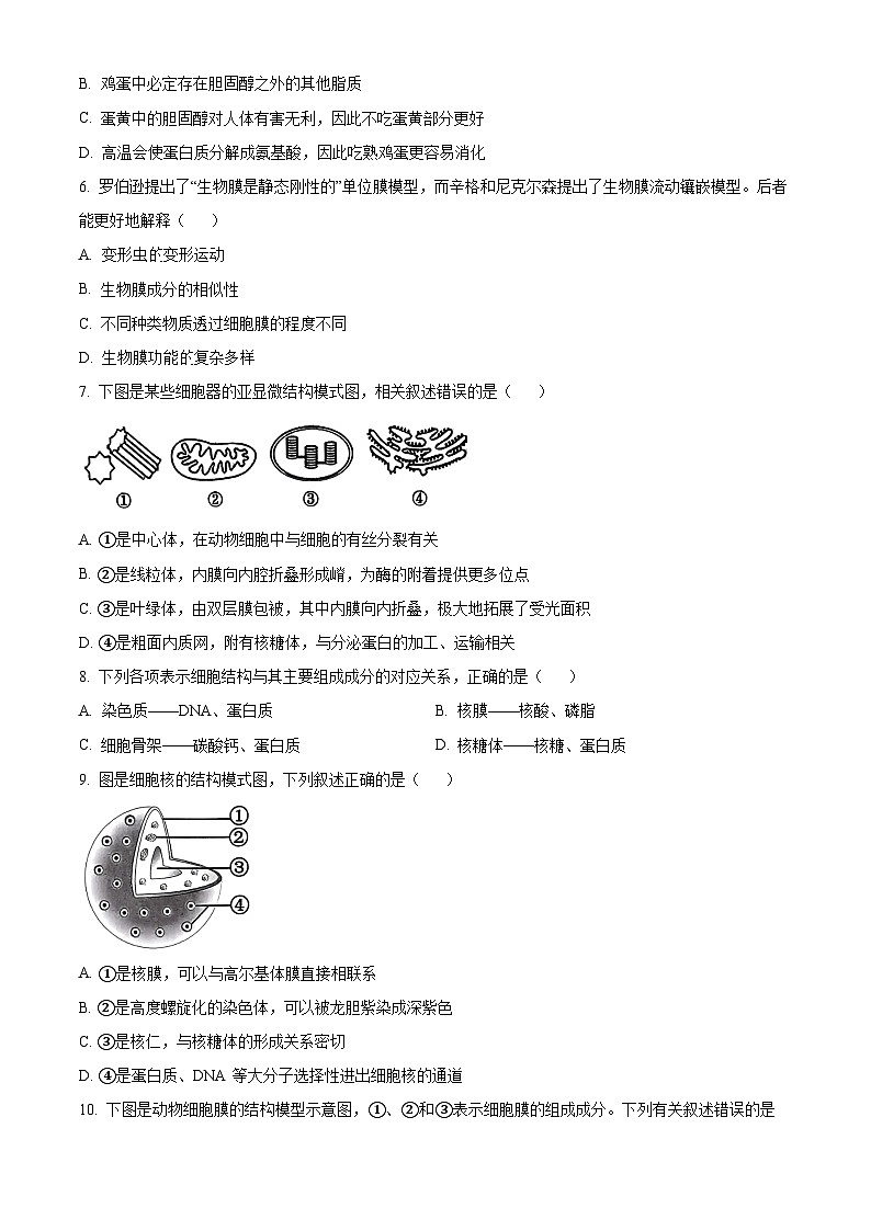 浙江省绍兴市2023-2024学年高一1月期末生物试题无答案第2页