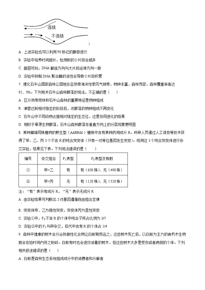 福建省安溪一中、养正中学、惠安一中、泉州实验中学2023-2024学年高三2月四校联考生物试题(原卷版)第3页