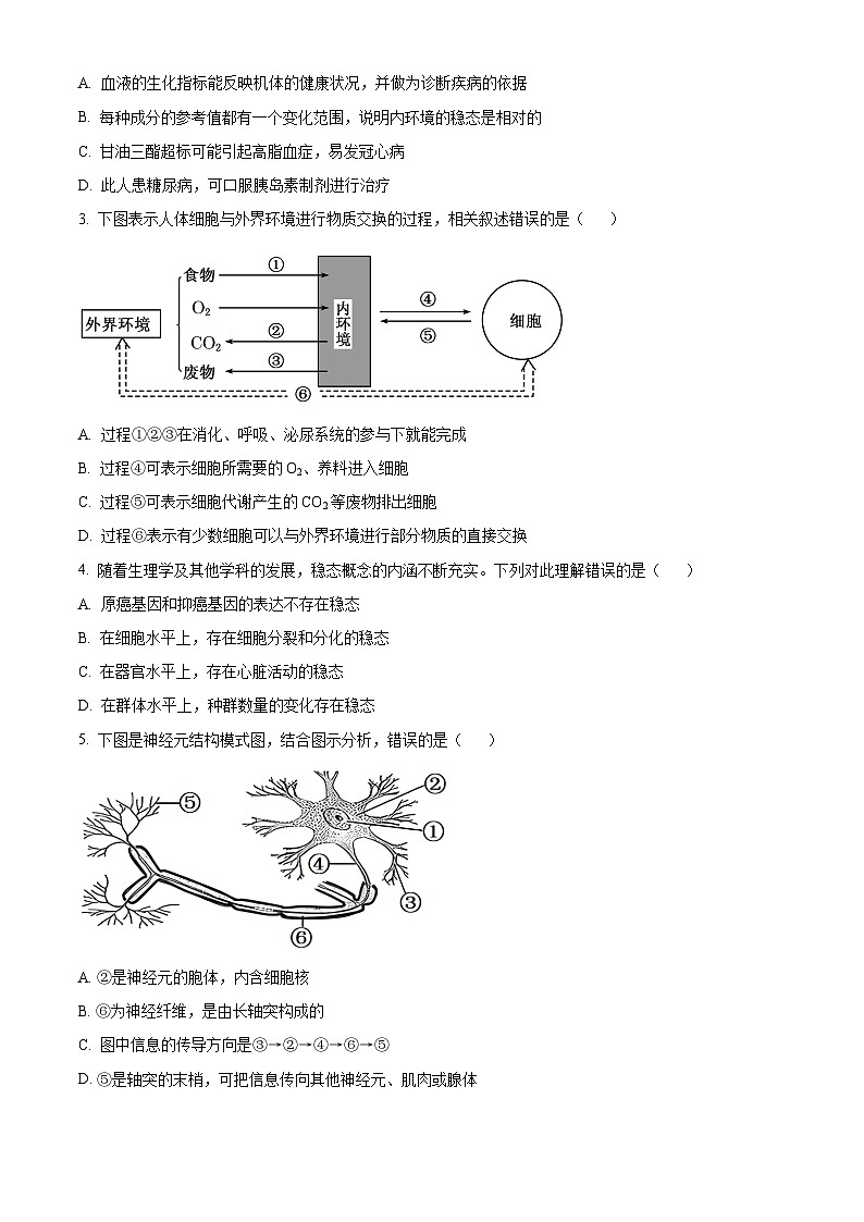 福建省漳州市2023-2024学年高二上学期1月期末生物试题(Word版附解析)02