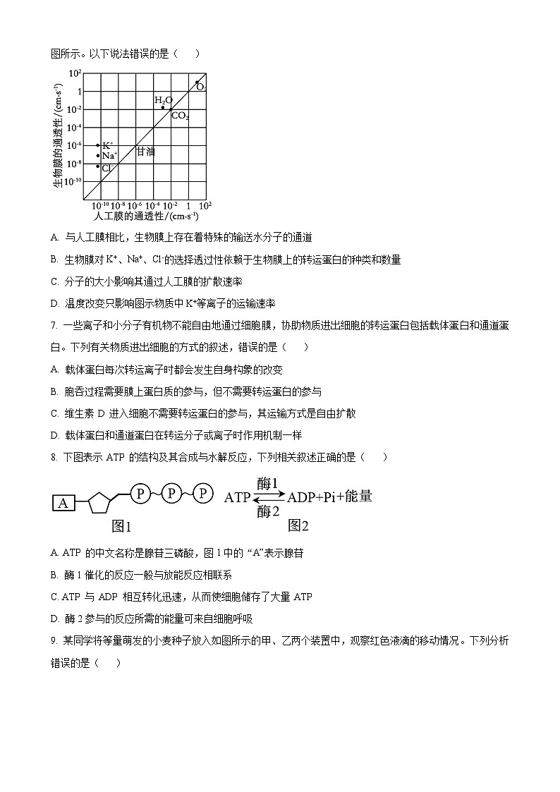 湖南省部分学校2023-2024学年高一上学期期末联考生物试题(原卷版)第3页