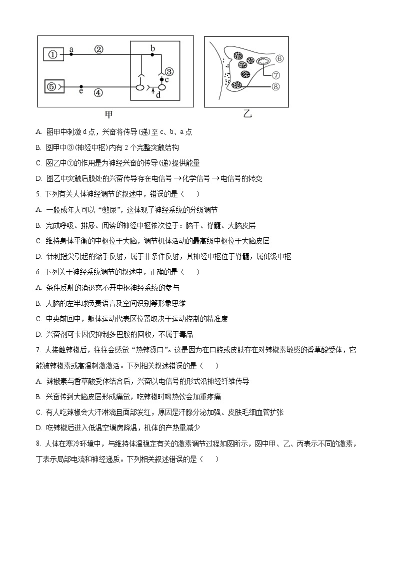 安徽省阜阳市临泉一中(高铁分校)2023-2024学年高二上学期期末生物试题(原卷版)第2页