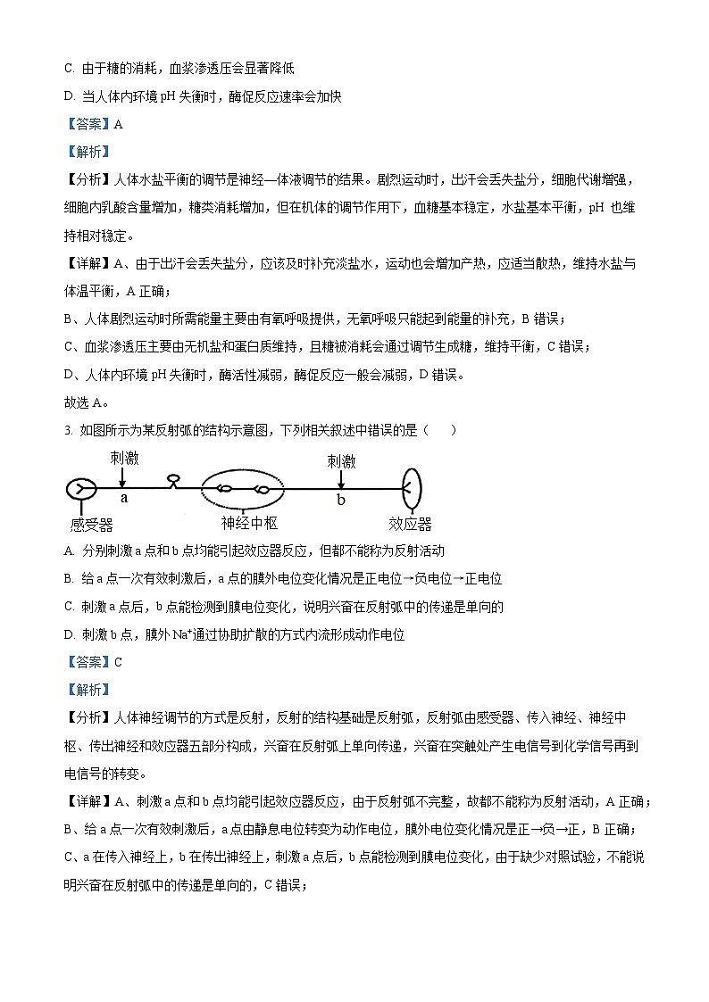 安徽省阜阳市临泉一中(高铁分校)2023-2024学年高二上学期期末生物试题 Word版含解析第2页