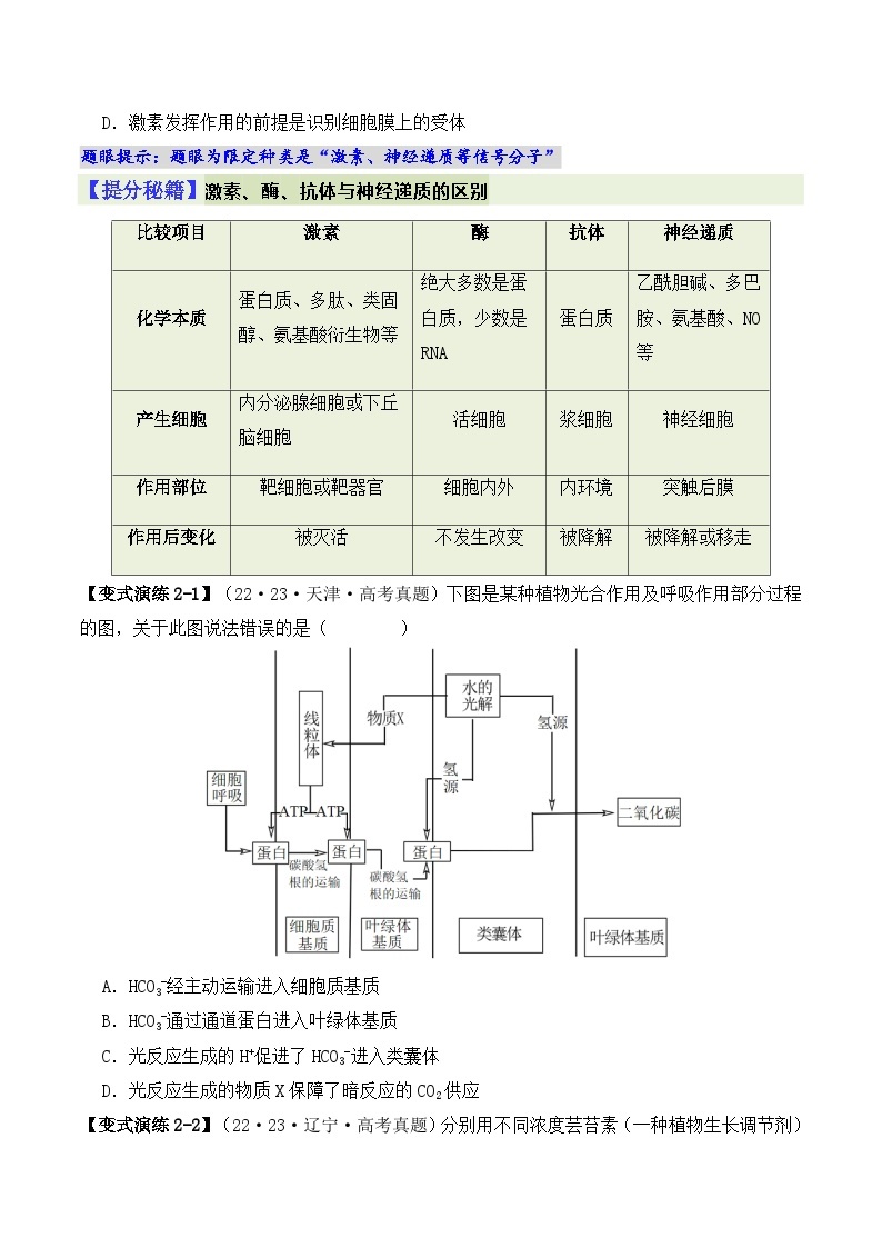 专题02  “题眼”类题型——重点突破法-2024年高考生物二轮热点题型归纳与变式演练（新高考通用）03