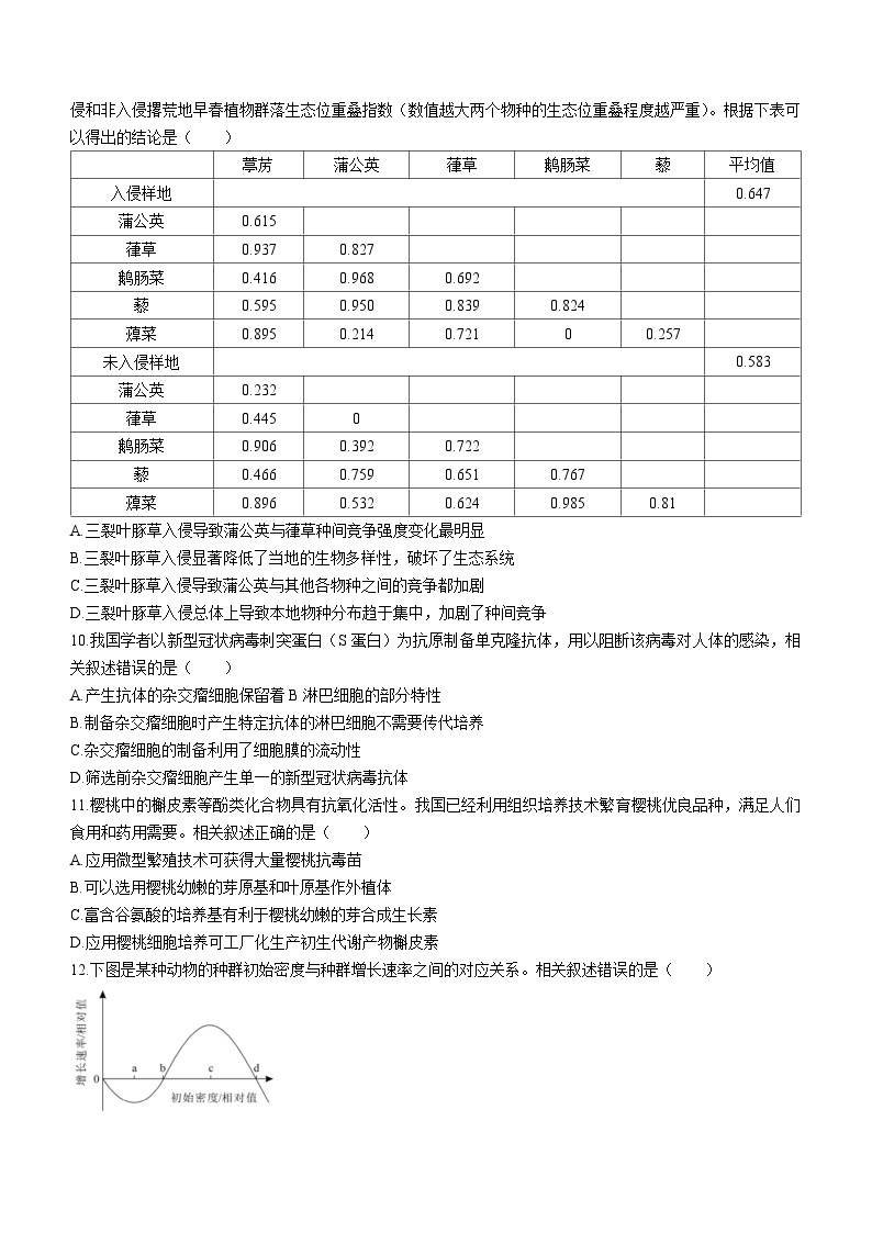 江苏省南通市海安市2023-2024学年高三下学期开学生物试题03