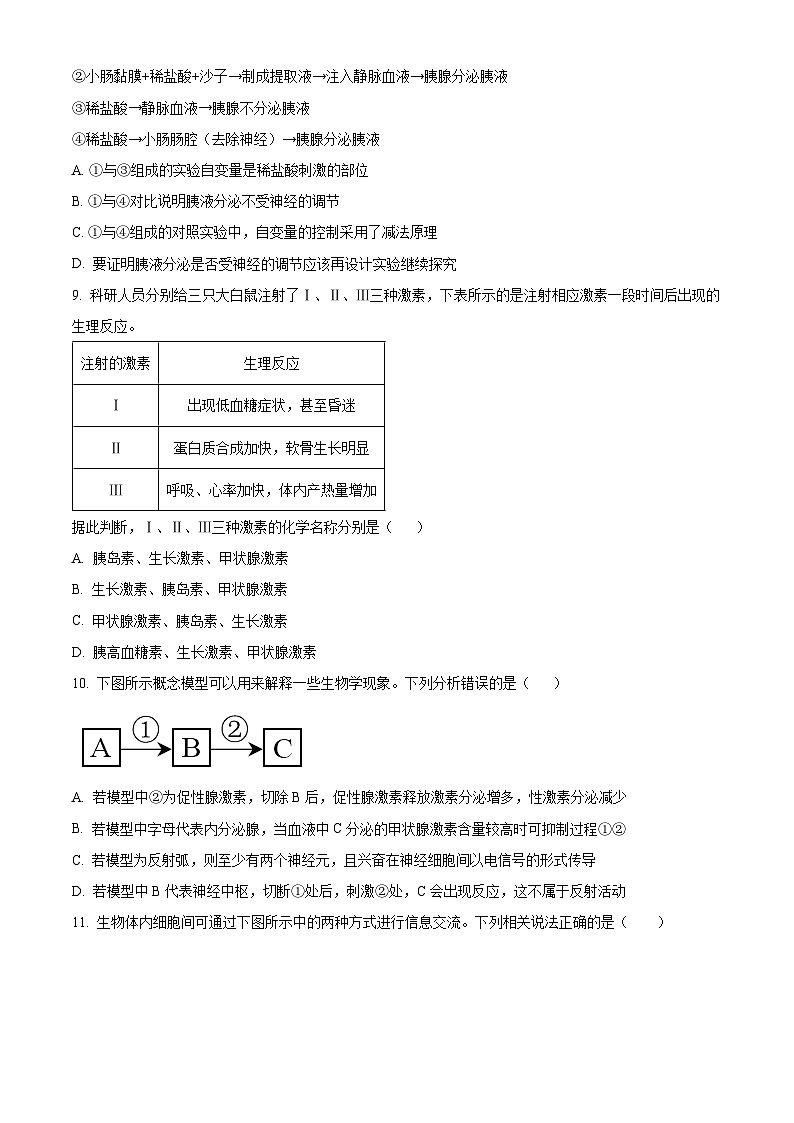 精品解析:山东省菏泽市2022-2023学年高二上学期期中生物试题(B)(原卷版+答案解析)第3页
