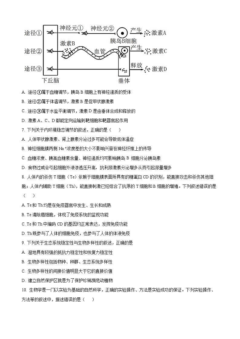 重庆市万州第二高级中学2023-2024学年高二下学期开学考试生物试题(原卷版)第3页