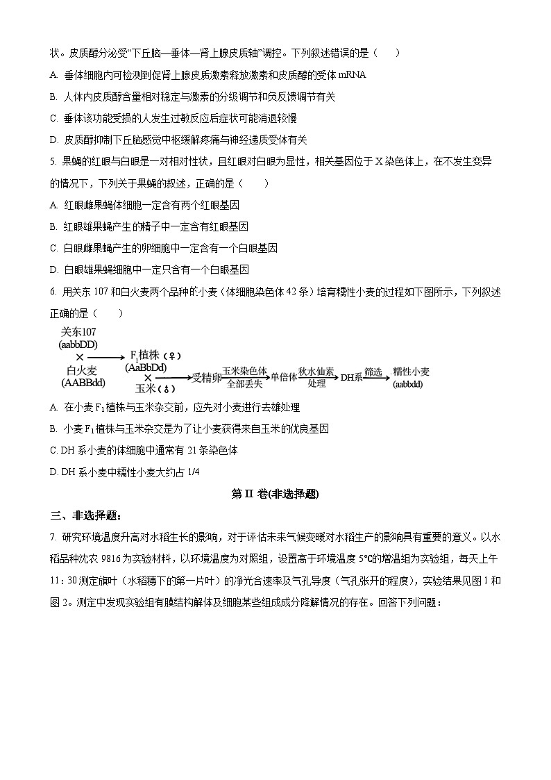 四川省遂宁市射洪中学2023-2024学年高三下学期开学理综生物试题(Word版附解析)02