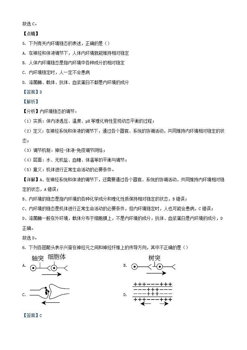 吉林省辽源市2023_2024学年高二生物上学期10月月考试题含解析03