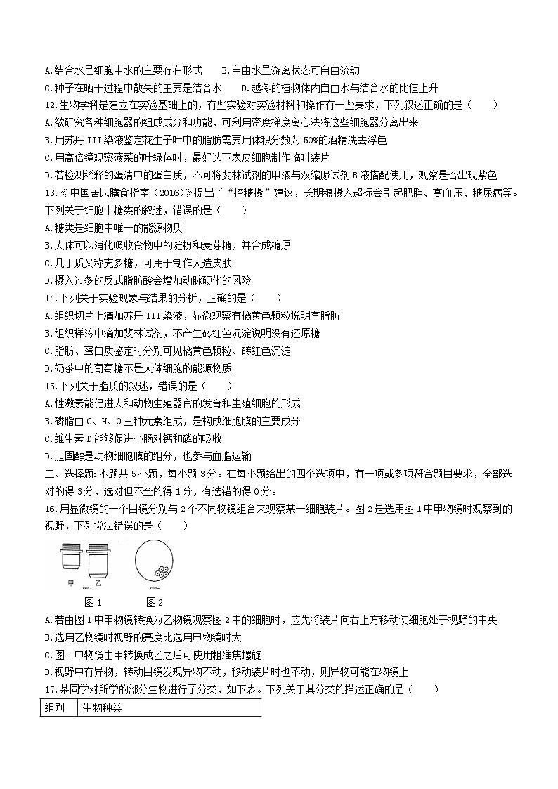 辽宁省朝阳市名校统考2023_2024学年高一生物上学期10月月考试题第3页