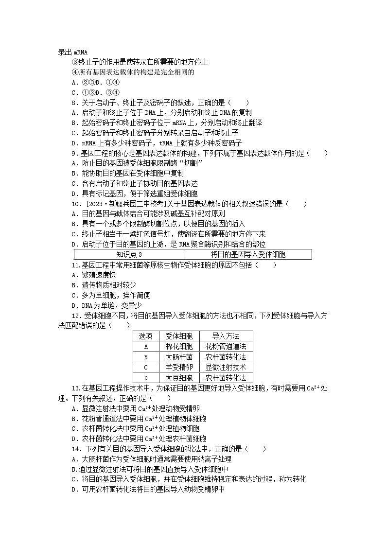 2023版新教材高中生物第3章基因工程第2节基因工程的基本操作程序课时作业新人教版选择性必修3第2页
