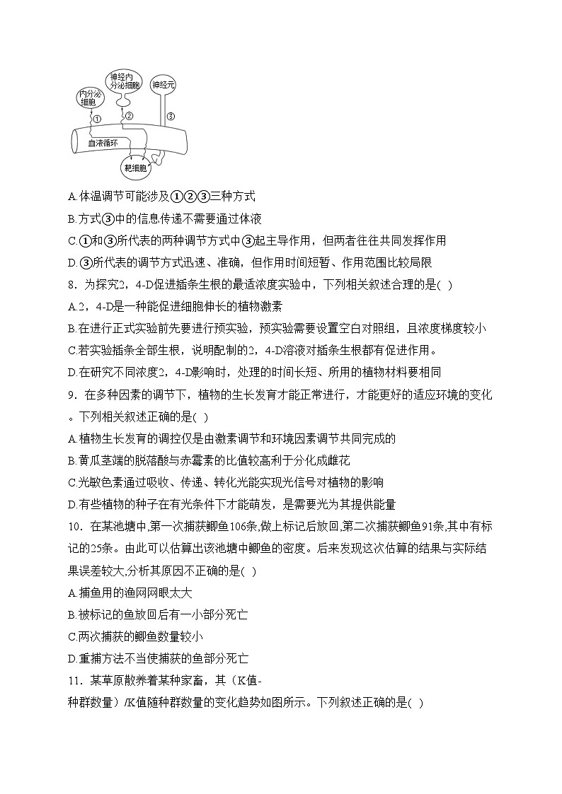甘肃省兰州第一中学2023-2024学年高二上学期期末考试生物试卷(含答案)第3页