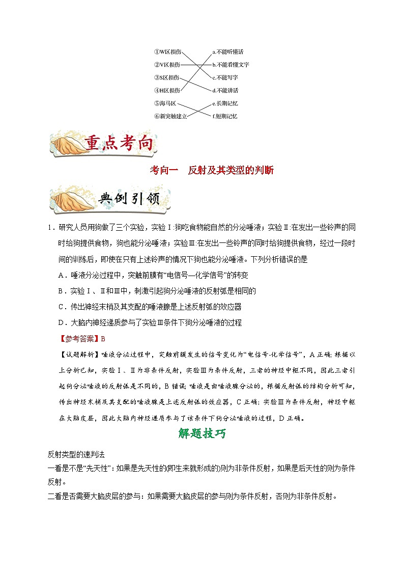 最新高考生物考点一遍过讲义 考点48 通过神经系统的调节03