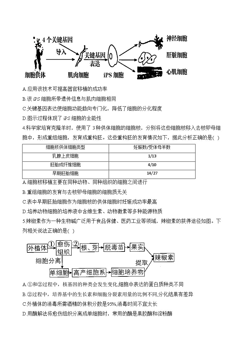 第二章 细胞工程—2023-2024学年高二生物学苏教版(2019)选择性必修三单元检测卷(A卷)第2页