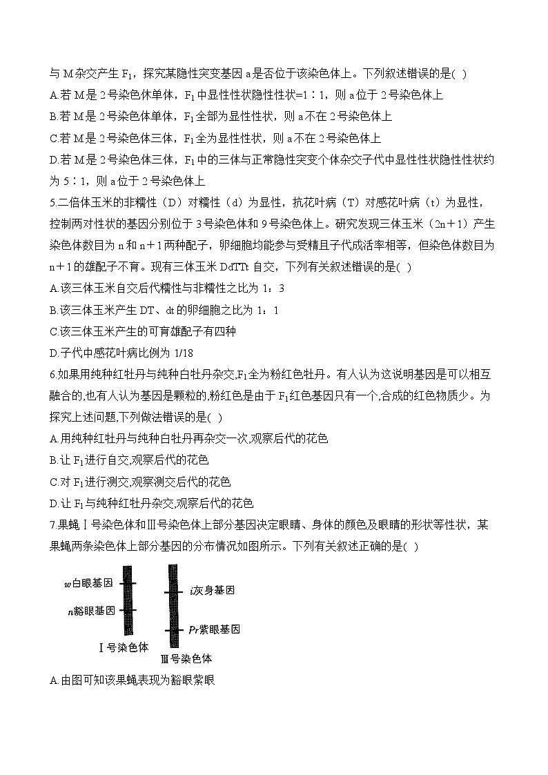 第一章 遗传的细胞基础—2023-2024学年高一生物学苏教版(2019)必修二单元检测卷(A卷)第2页