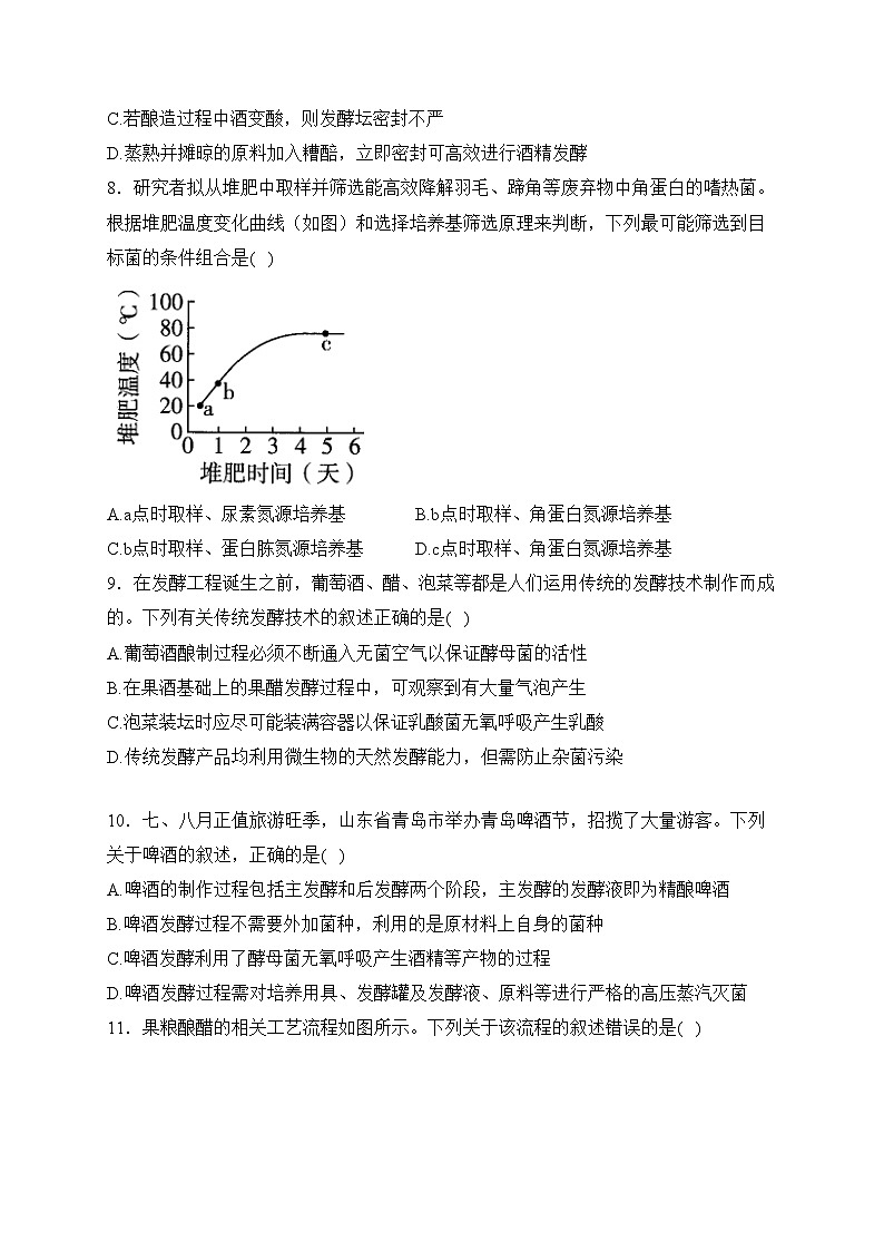 第一章 发酵工程 B卷——2023-2024学年高二生物学北师大版(2019)选择性必修三单元双测卷(含答案)03