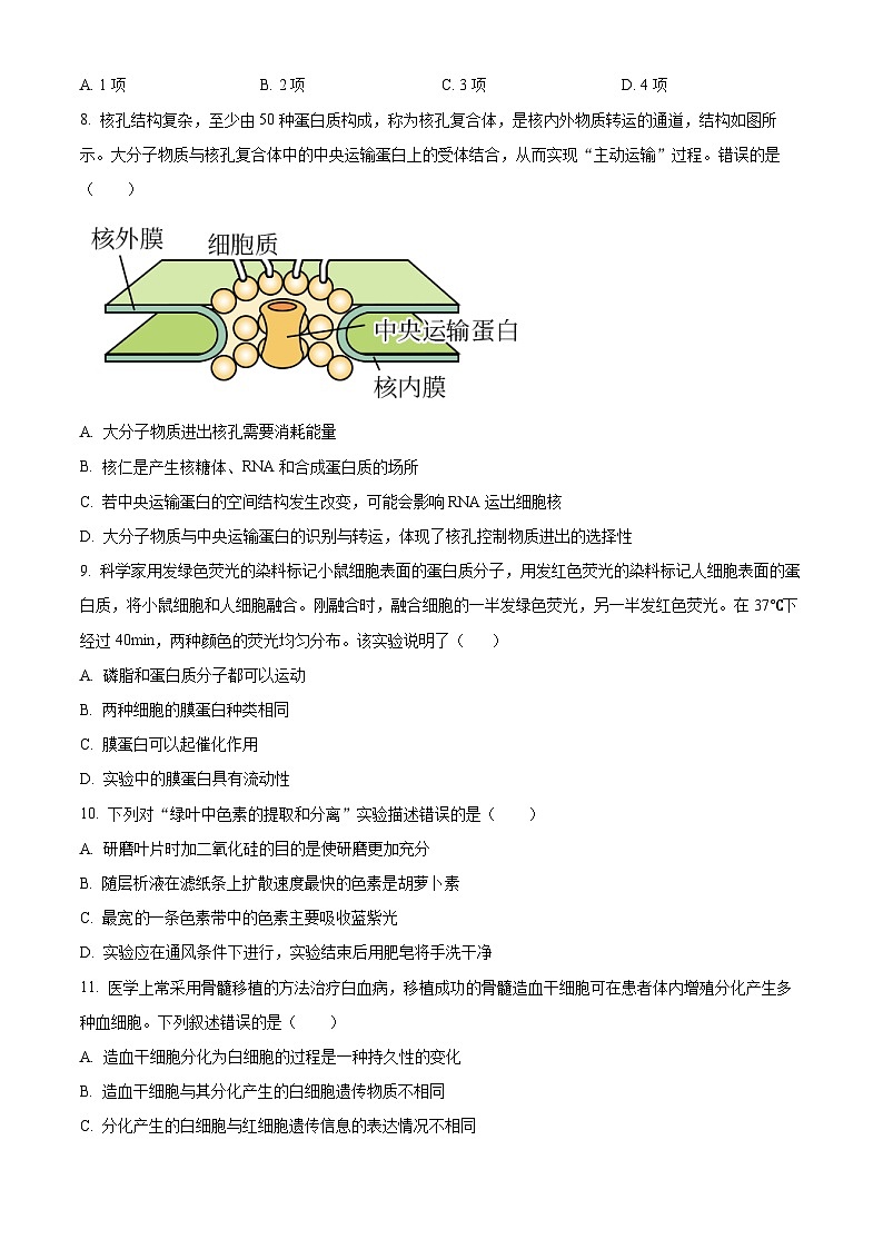 湖南省长沙市麓山国际实验学校2023-2024学年高一下学期第一次学情检测生物试题 Word版无答案第3页