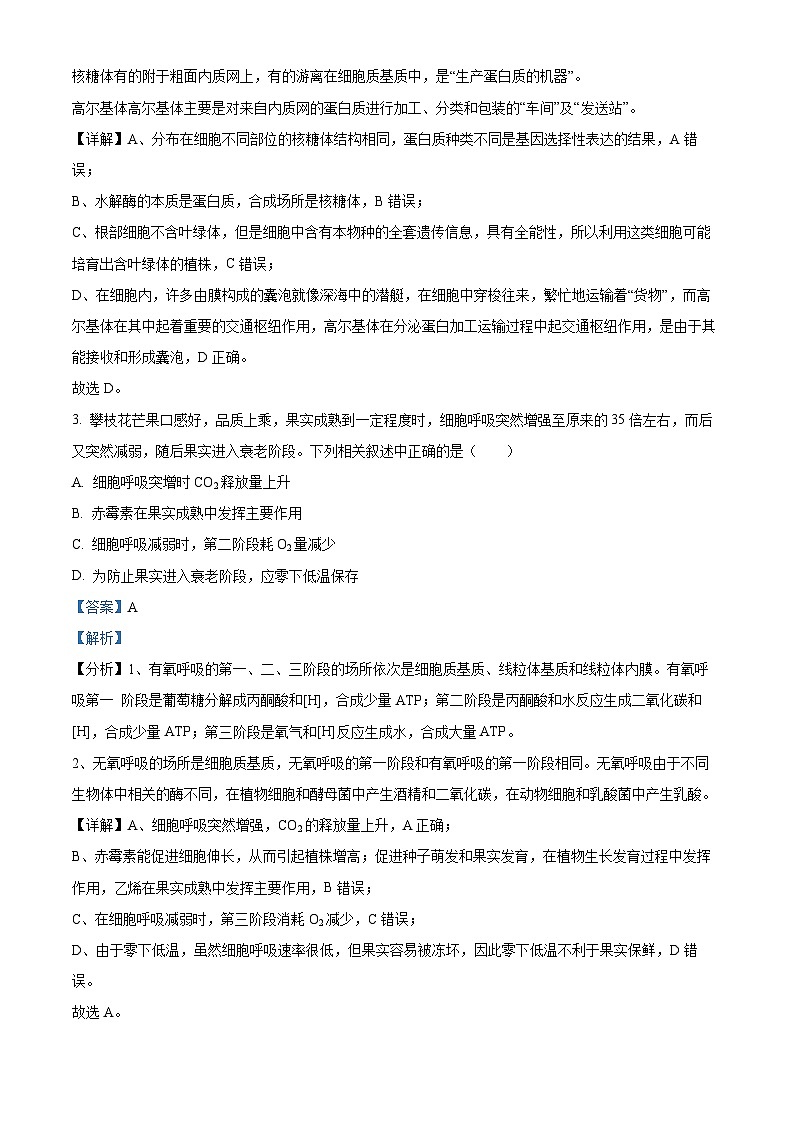 四川省攀枝花市东区攀枝花市三中2023届高三二模理综生物试卷(Word版附解析)02
