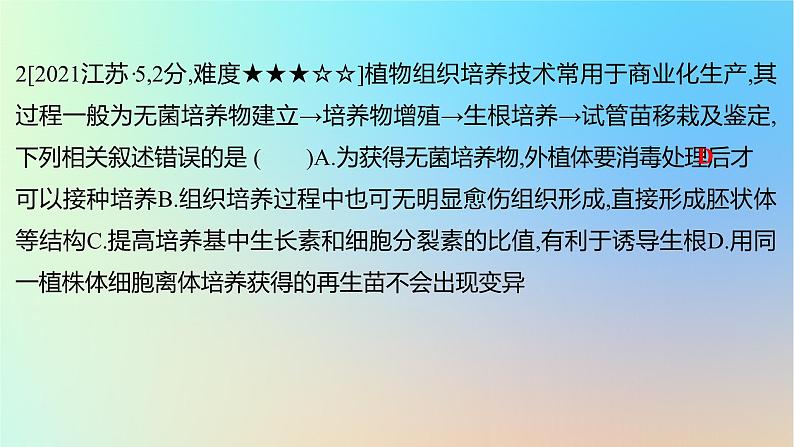 2025版高考生物一轮复习真题精练第十一章生物技术与工程第40练细胞工程的原理及应用课件04