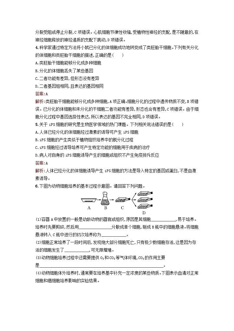 2024春高中生物第2章细胞工程第2节第1课时动物细胞培养课时训练(人教版选择性必修3)第2页