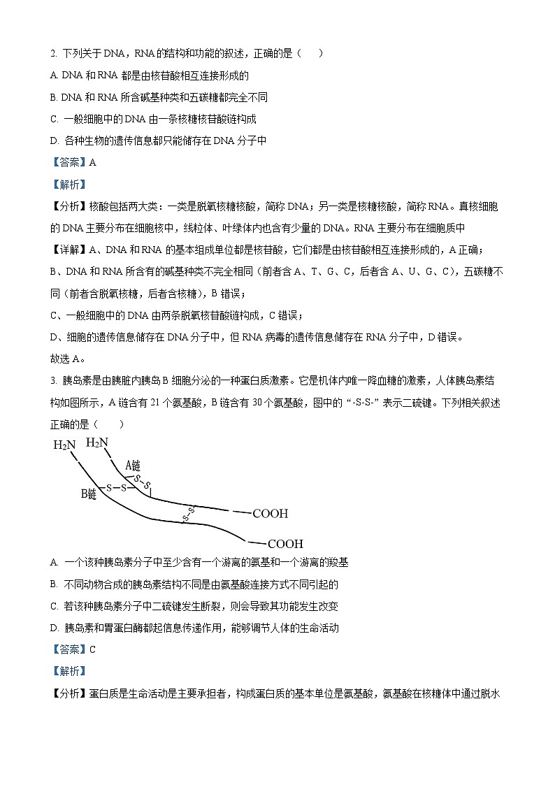 精品解析:辽宁省本溪市一中2023-2024学年高一下学期开学生物试题(解析版)第2页