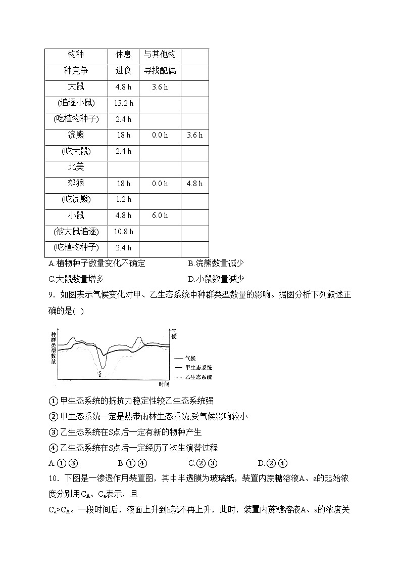 海南省农垦中学2024届高三上学期期末考试生物(A卷)试卷(含答案)03