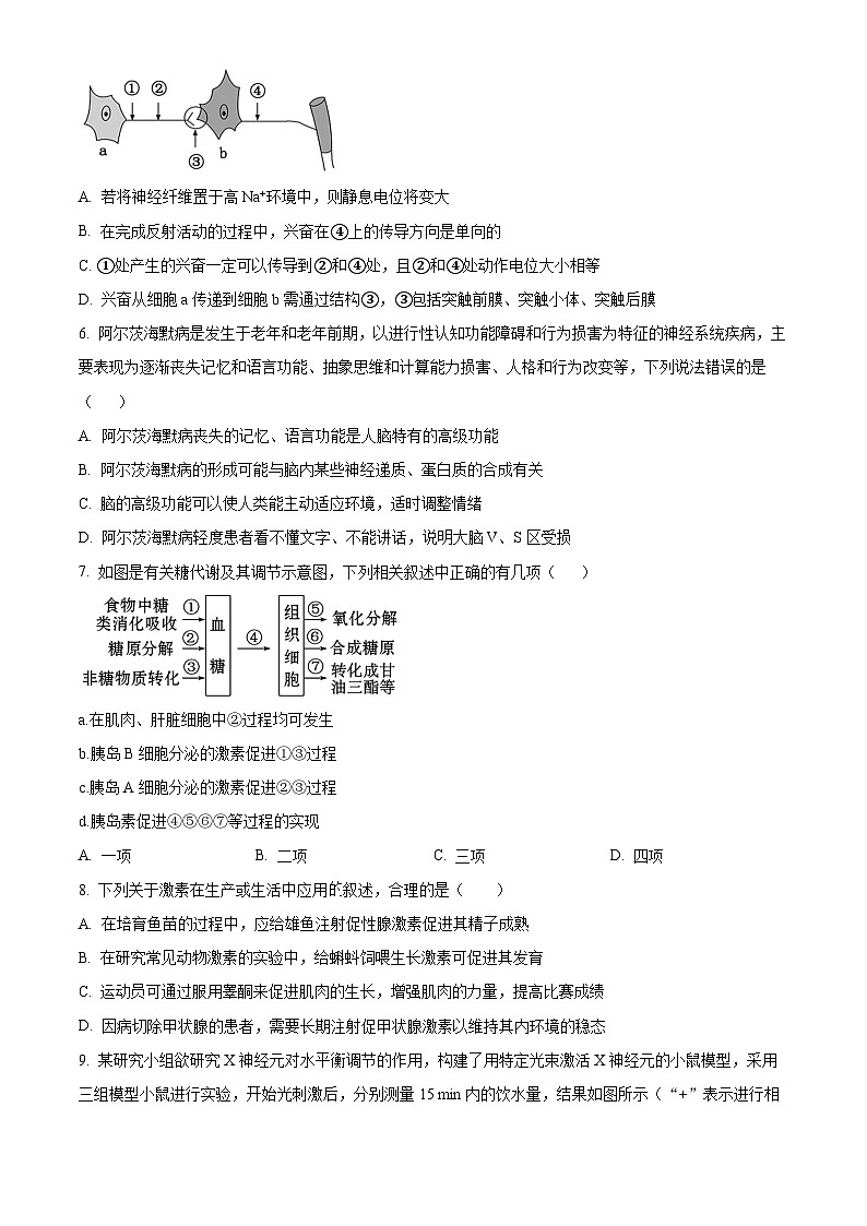 四川省眉山市仁壽第一中學(xué)南校區(qū)2023-2024學(xué)年高二下學(xué)期3月月考生物試題 Word版無答案第2頁