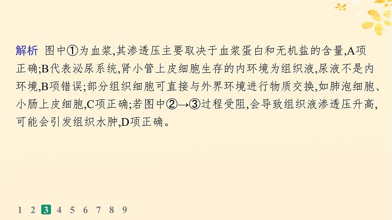 备战2025届新高考生物一轮总复习第8单元稳态与调节课时规范练30人体的内环境与稳态课件第8页