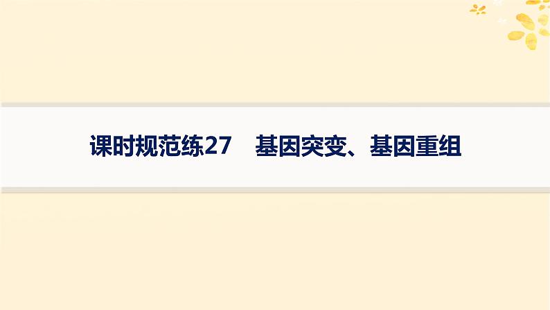 备战2025届新高考生物一轮总复习第7单元生物的变异和进化课时规范练27基因突变基因重组课件第1页