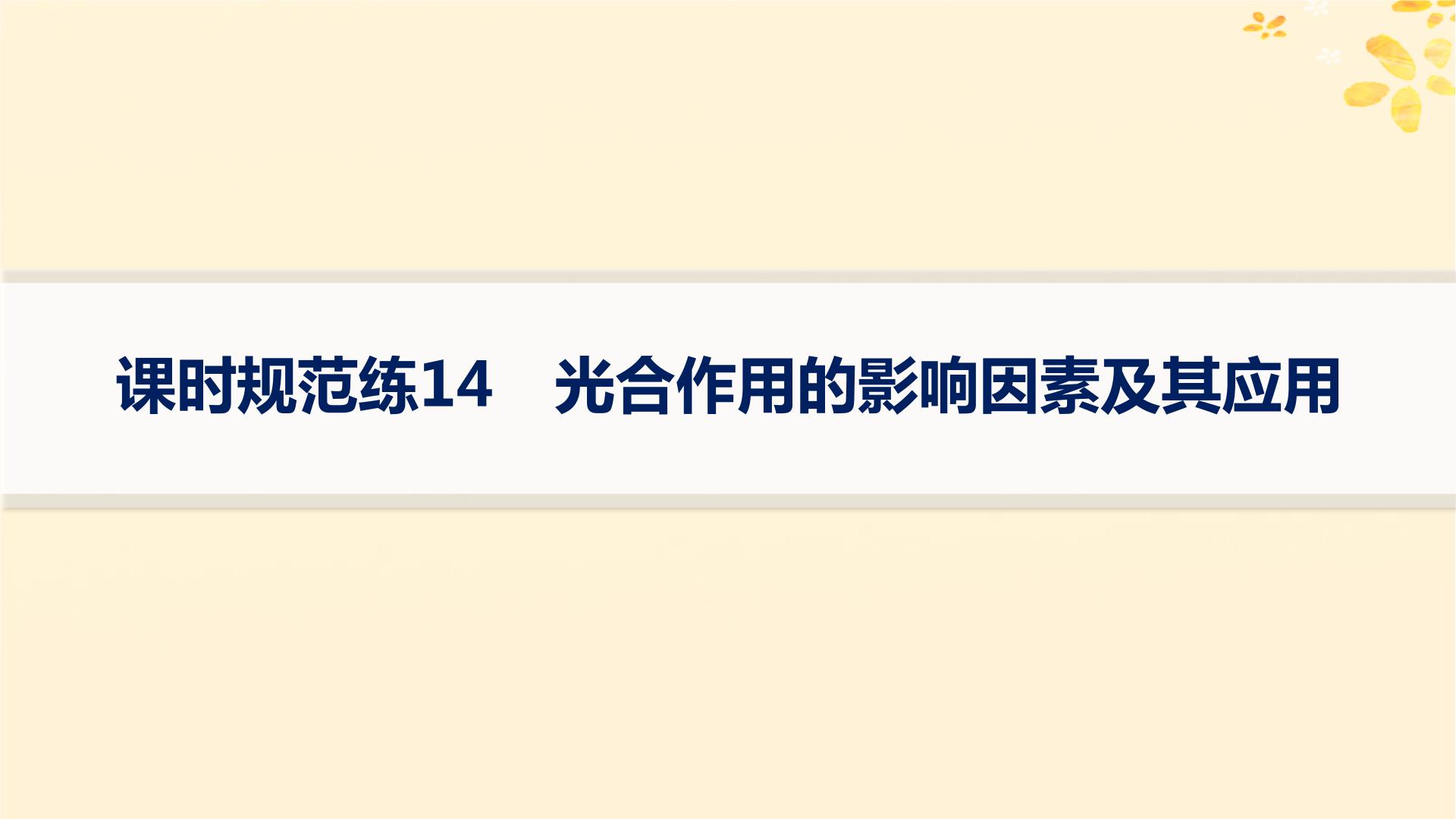 备战2025届新高考生物一轮总复习第3单元细胞的代谢课时规范练14光合作用的影响因素及其应用课件