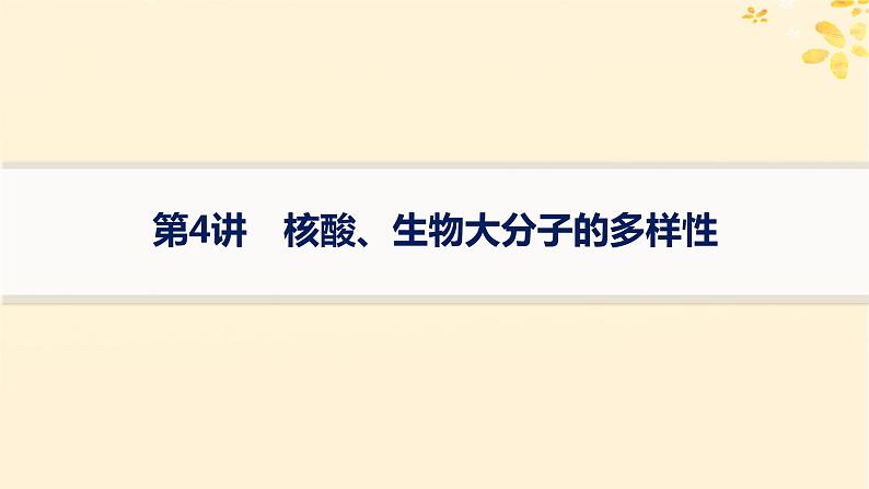 备战2025届新高考生物一轮总复习第1单元细胞的概述细胞的分子组成第4讲核酸生物大分子的多样性课件第1页