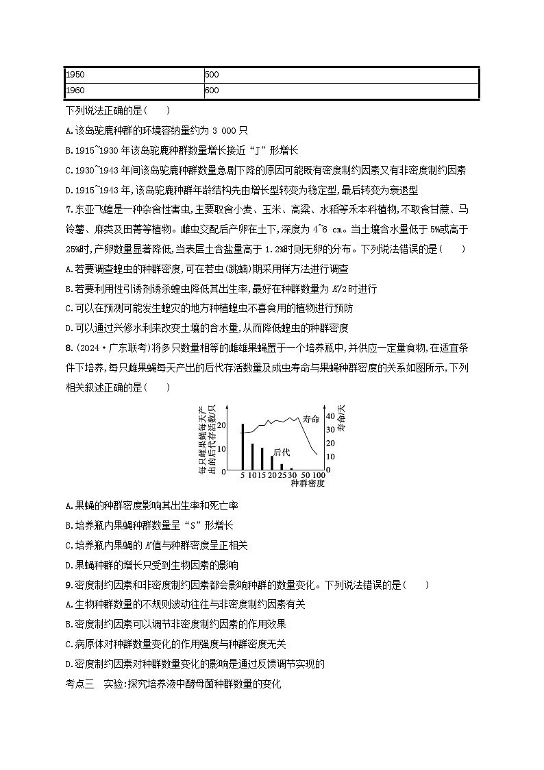 备战2025届新高考生物一轮总复习第9单元生物与环境课时规范练41种群及其动态(附解析)第3页